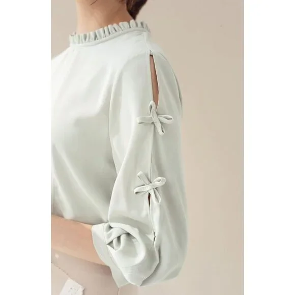 MISS PATINA Dorothy 3/4 sleeve blouse in mint - Picture 4 of 11